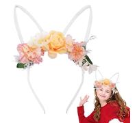 Cerchietto per orecchie di coniglio per costumi | accessorio per la testa con fiori - orecchie di coniglio per bambini per Pasqua | per bambini, Natale, Halloween, festa, San e costumi per