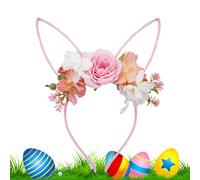 Cerchietto per orecchie di coniglio per costumi - fasce per feste e costumi con fiori - orecchie di coniglio per bambini per Pasqua, per feste di Natale, festa di Halloween, San e