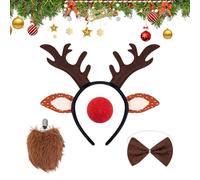 Cerchietto per renna, corna di animali divertenti, cervo di Natale e coda, per feste di Halloween e vacanze, per cosplay