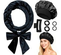 Cerchietto per ricci notturni senza calore con cofano a doppio strato, 7 bigodini morbidi per dormire, set di aste arricciacapelli senza calore, in seta, per donne e ragazze, per capelli lunghi, senza