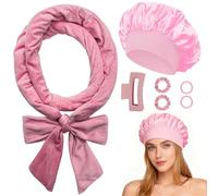 Cerchietto per ricci notturni senza calore con cofano a doppio strato, 7 bigodini morbidi per dormire, set di aste arricciacapelli senza calore, in seta, per donne e ragazze, per capelli lunghi, senza