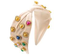 Cerchietto per San Valentino, per donne, amore e cuore, con nodo di cristallo, con nodo largo, rosso, accessorio per capelli di San Valentino, idea regalo (bianco, taglia unica)