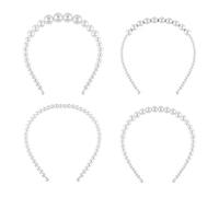 Cerchietto Perlato, 4 Pezzi Elegante Fascia Perlata, Fasce Perline di Perle, Cerchietto per Capelli con Perle Sintetiche, per Donne Ragazze Accessori Capelli da Festa Nuziale (4 Stili Diversi)