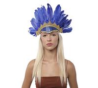 Cerchietto piume Carnevale per costume da pavone, maschera veneziana brasiliana con piume, indiano per costume da festa (blu)