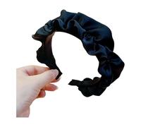 Cerchietto plissettato in raso a tesa larga, imbottitura in spugna ispessita, corona alta per aumentare il volume per viso piccolo, regalo per uso quotidiano da donna, nero