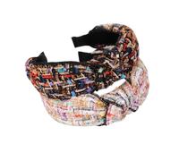 Cerchietto Retro Nodo Centrale, 2 Pezzi, Tessuto e Plastica | Nero e Beige, Leggero per Party e Viaggio, Protegge la Frangia e Non Danneggia Testa o Chioma