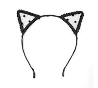 Cerchietto sexy da donna con orecchie di gatto nero, lunetta in pizzo alla moda, accessorio per capelli per cosplay, feste di compleanno (stile 04)