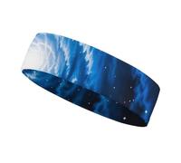 Cerchietto sportivo con nebula blu, per donne e uomini, si adatta a tutte le dimensioni della testa, ultra assorbente e antiscivolo, per corsa, yoga, palestra
