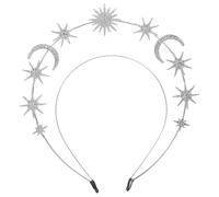 Cerchietto Testa Dea Stella, Doppio Strato argento | Lega Cristalli, Struttura Aperta a Doppio Filo, per Sposa Boho, Cosplay e Acconciature