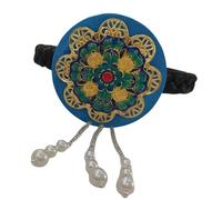 Cerchietto tradizionale coreano Hanbok per donne e ragazze, smalto blu e perle finte, accessorio per capelli da ballo