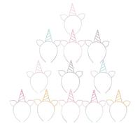 Cerchietto Unicorno Glitterato in Plastica 12 Pezzi | Corno e Orecchie, Design Spruzzato Vivace, Confezione, per Celebrazioni Festive