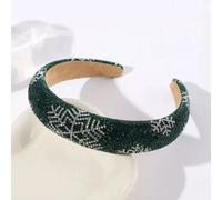 Cerchietto Verde Con Cristalli Fiocco Di Neve Elegante Fascia Capelli CF53644