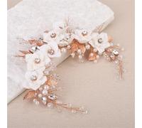 Cerchietto vintage con fiori e foglie, con perle e strass, accessorio per capelli da sposa, per cerimonie e ricevimenti
