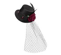 Cerchietto vintage da donna, con mini cappello a cilindro con fermagli per capelli, copricapo per matrimonio, gotico, punk, forcine per capelli, per Halloween, Natale, cocktail, tea party, accessorio