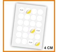 CERCHIO 4 cm - 25 fogli - Etichette Adesive Rimovibili in Carta Bianca, Senza Residui, per Documenti, Prodotti, Contenitori (25, CERCHIO 4 cm)