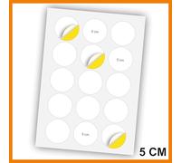 CERCHIO 5 cm - 25 fogli - Etichette Adesive Rimovibili in Carta Bianca, Senza Residui, per Documenti, Prodotti, Contenitori (25, CERCHIO 5 cm)