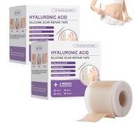 Cerchio cicatriziale in silicone con acido ialuronico, nastro riutilizzabile per la rimozione delle cicatrici, fogli professionali in silicone per tagli cesarei, morbidi e confortevoli (2 Confezioni)