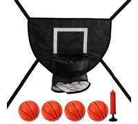 Cerchio da basket per trampolino: rimbalzo regolabile da 49 cm con 4 palline e pompa inclusa, cerchio per trampolino | Gioco da basket in PVC: divertimento nel parco giochi per bambini