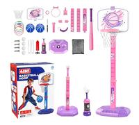 Cerchio da basket per tutti-piccoli, cerchio da basket per 4 in 1 Pool Basketball Hoop Set Tee Ball Stand - Gioco di palla di giocattoli sportivi all'aperto per 1-8 anni, ragazze, ragazzi, figlio