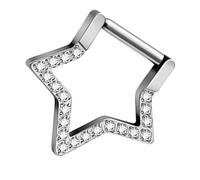 Cerchio da naso alla moda con stella intarsiata con zirconi, accessorio ideale per migliorare il tuo look per le feste, Glossy, come descritto, come descritto