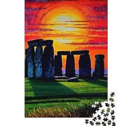 Cerchio di Pietre Scena al Tramonto Puzzle 1000 Pezzi Puzzle per Adulti Gioco di Puzzle 1000 Pezzi Relax Decorazione Casa Regalo 38x26cm/1000pcs