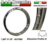 CERCHIO IN ALLUMINIO BORDO H MOTO COMPETIZIONE ANNI 60 70 WM2 185 X 18 40 FOR...