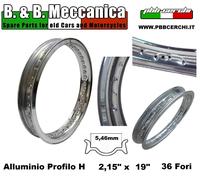 CERCHIO IN ALLUMINIO BORDO H MOTO DEPOCA ANNI 60 70 WM4 215 X 19 36 FORI (192...