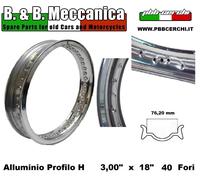 CERCHIO IN ALLUMINIO BORDO H MOTO DEPOCA ANNI 60 70 WM4 300 X 18 40 FORI (183...