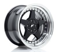 Cerchio in Lega JR Wheels JR6 16x9 ET20 4x100/108 Nero Lucido Lip Spazzolato