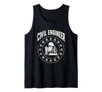 Cerchio Ingegnere Civile Distintivo Cappello Duro, Strumento di indagine, Blueprint Canotta