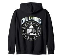 Cerchio Ingegnere Civile Distintivo Cappello Duro, Strumento di indagine, Blueprint Felpa con Cappuccio