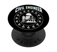 Cerchio ingegnere civile distintivo cappello duro, strumento di indagine, Blueprint PopSockets PopGrip Adesivo