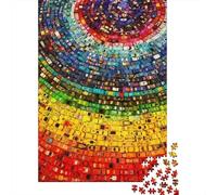 Cerchio Mosaico Colorato Puzzle 1000 Pezzi Carta per Adulti Notte Gioco di Puzzle 1000 Pezzi Relax Decorazione Casa 52x38cm/1000pcs