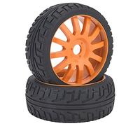 Cerchio per auto RC da strada 1/8 con pneumatici in gomma, pneumatici RC ad alta resistenza all’usura con inserto in spugna, in ABS più largo per buggy, Team Losi, (Arancia)