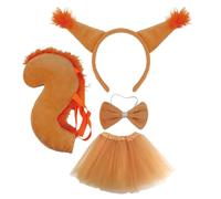 Cerchio per capelli con orecchie di scoiattolo del fumetto 3pcs con coda/papillon/gonna/guanto set prestazioni gioco di ruolo copricapo per adolescenti donne orecchio e coda set costume animale e coda