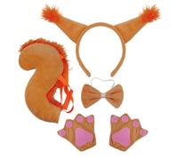 Cerchio per capelli con orecchie di scoiattolo del fumetto 3pcs con coda/papillon/gonna/guanto set prestazioni gioco di ruolo copricapo per adolescenti donne orecchio e coda set costume animale e coda