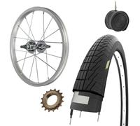 Ruota/Cerchio Posteriore 16 x 1.75 + Pignone 16 Denti + Copertone Nero + Camera d’aria | Per Bici Graziella Bimbo