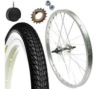 Cerchio Posteriore 20 x 1.75 + Pignone 16 Denti + Copertone BiancoNero + Camera d’aria | Per Bici Graziella Epoca