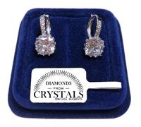 Cerchio Punto Luce Orecchini pl. Oro Bianco 18K con Cristalli Zirconi Argento