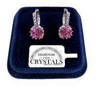 Cerchio Punto Luce Orecchini pl. Oro Bianco 18K con Cristalli Zirconi Rosa