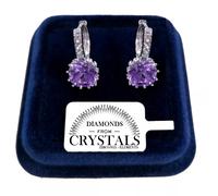 Cerchio Punto Luce Orecchini pl. Oro Bianco 18K con Cristalli Zirconi Viola