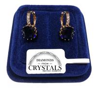 Cerchio Punto Luce Orecchini pl. Oro Giallo 18K con Cristalli Zirconi Blu S03