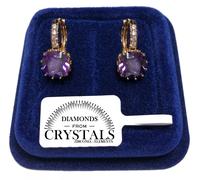 Cerchio Punto Luce Orecchini pl. Oro Giallo 18K con Cristalli Zirconi Viola