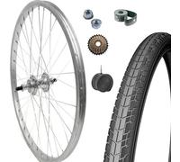 CERCHIO RUOTA COMPLETA POSTERIORE + COPERTONE + CAMERA 28" X 1.75 BICI ALLUMINIO/ACCIAIO 28X1.75 BICICLETTA CITY BIKE PASSEGGIO TREKKING - DADI DI FISSAGGIO E FLAP INCLUSI + RUOTA LIBERA 6 VELOCITÀ