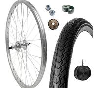 CERCHIO RUOTA COMPLETA POSTERIORE + COPERTONE + CAMERA 28" X 1.75 BICI ALLUMINIO/ACCIAIO 28X1.75 BICICLETTA CITY BIKE PASSEGGIO TREKKING - DADI DI FISSAGGIO E FLAP INCLUSI + RUOTA LIBERA 7 VELOCITÀ