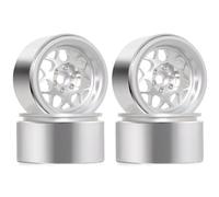 Cerchioni RC Per Axial Per SCX10 Pro Per Wraith Per Capra RR10 RBX10 Per Traxxas Per TRX4 D90 1/10 4 Pezzi Cerchione In Metallo Beadlock Da 2,2 Con Mozzo Ruota(Silver)