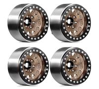 Cerchioni RC Per TRX4 Per Axial Per SCX10 1/10 4 Pezzi Cerchioni In Alluminio 1.9 Beadlock Deep Dish Offset Negativo 11mm Cerchioni RC Crawler Auto Riparazione Aggiornamento(Brown)
