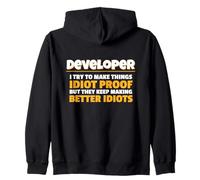 Cerco di Rendere Le Cose Idiot Proof Coding Programmer Tech Felpa con Cappuccio