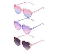 CERCTLA 3 Paia Occhiali da Sole per Bambini a Forma di Cuore, Occhiali a Cuore, Occhiale a Forma di Cuores per Ragazze Ragazzi All'aperto Spiaggia Accessori