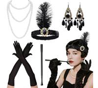 CERCTLA Set di Accessori Anni '20, 5 Pezzi Accessori Anni 20 Donna, Great Gatsby Accessorio Set, Charleston Fancy Set per Festa in Costume d'Epoca per Feste a Tema e Vestiti da Ballo